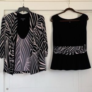 Perceptions Black and Pink Zebra Print Blouse Set